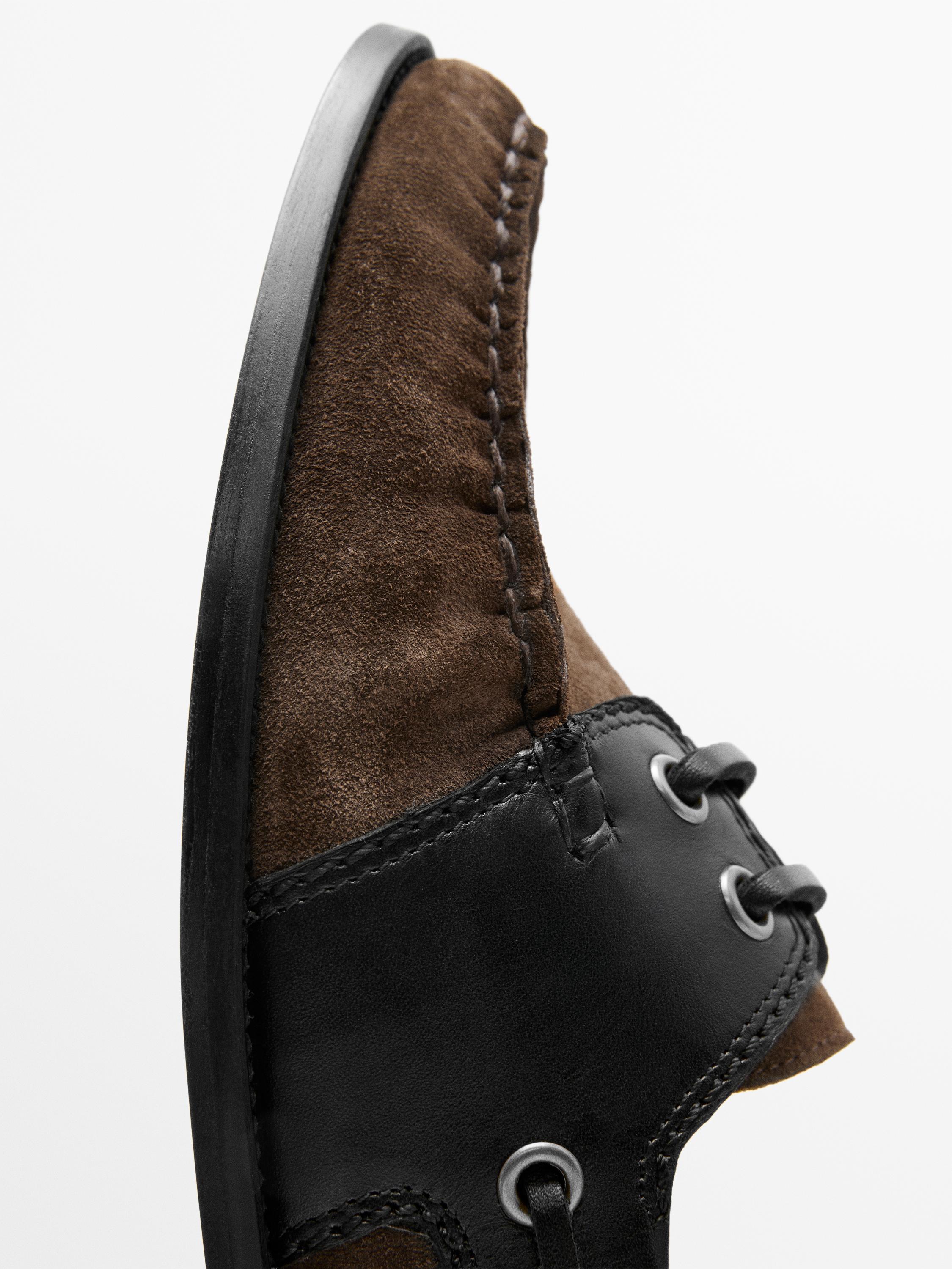 Mocassins bateau cuir combinés